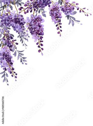 Purple flower cluster corner graphic