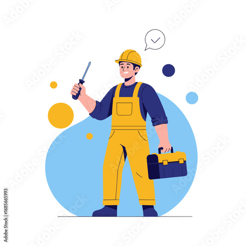 Skilled tradesperson with tools readiness for home improvement and repair services professional expertise