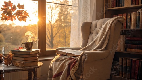 Autumn Cozy Reading Nook Wa...