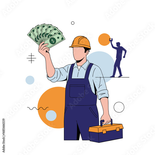 Skilled tradespeople earning money from hard work and expertise building a better future