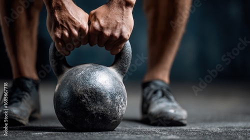 Man lifting kettlebell