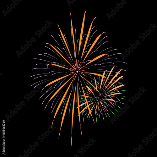 Vector Firework festival with black background.