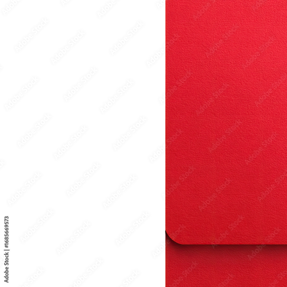 Fototapeta premium Red envelope, black background. A close-up view of a vibrant red envelope, likely used for gifting, against a solid black background. The envelope's texture is smooth