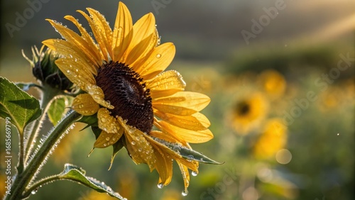 Dew-Kissed Sunflower Macro ...