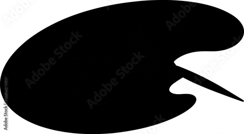 Artist's paint palette with brush, simple black silhouette for creative inspiration