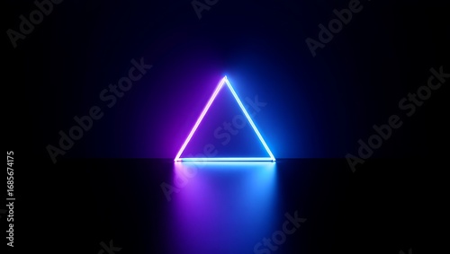 Glowing Neon Triangle Purple Blue Dark Background image
