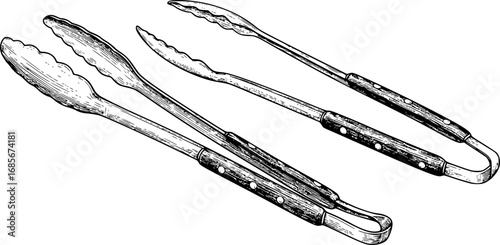 Classic meat tongs for grilling and BBQ cooking tools
