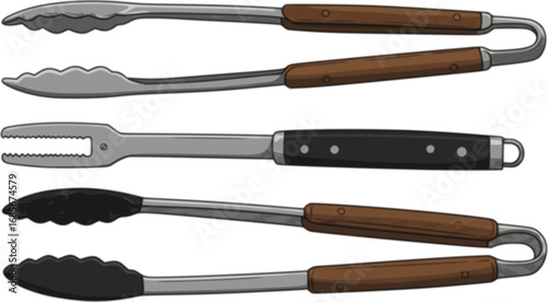 Classic meat tongs for grilling and BBQ cooking tools
