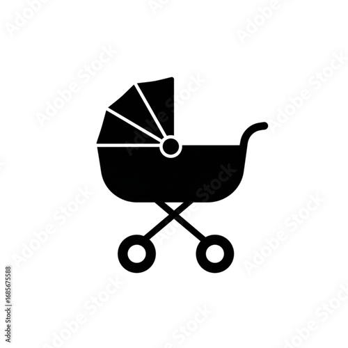 Classic Baby Carriage Silhouette Newborn Transport Icon for Nursery and Birth Announcements