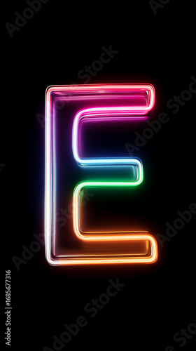 Wallpaper Mural A vibrant neon letter E glows against a stark black backdrop, its colorful illumination adding a modern and dynamic touch. Torontodigital.ca