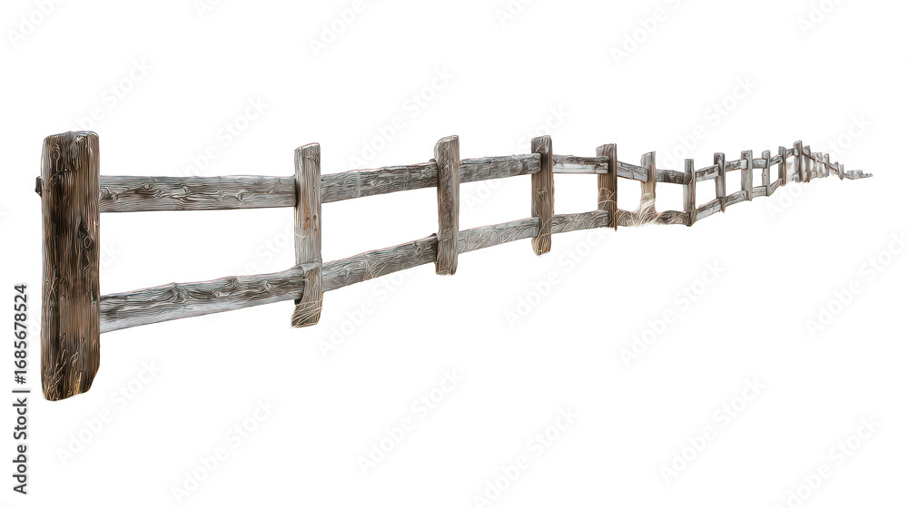 Fototapeta premium Rustic wooden fence stretching into the distance
