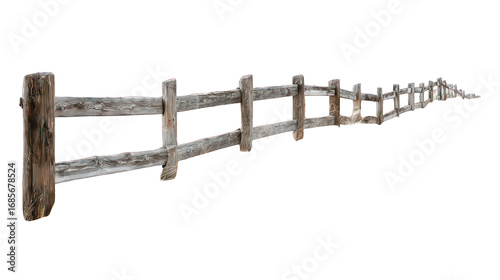 Rustic wooden fence stretching into the distance