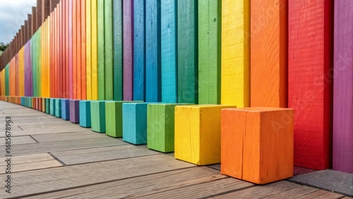 Rainbow Fence with Colorful...