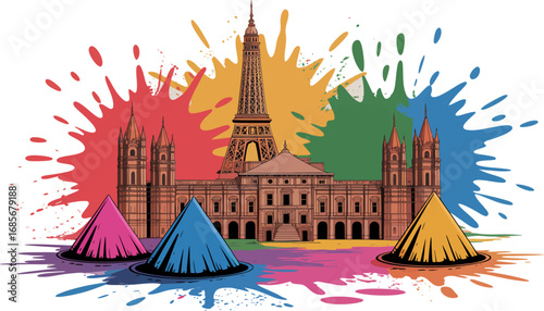 Vibrant celebration of color and iconic architecture