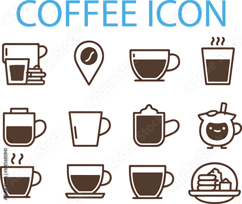 Coffee icons beverage drinks hot drinks vector