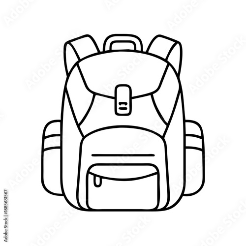 Vector art of line art illustration of a backpack, , perfect for travel, school, or outdoor adventures and activities
