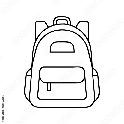Vector art of simple line art of a backpack, , ideal for school, travel, or outdoor activities with a minimalist design