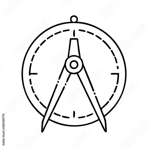 Vector art of a precise drawing compass, a symbol of accuracy and geometry, perfect for technical illustrations and educational use