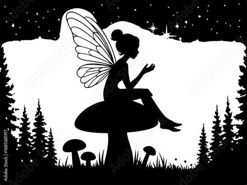 Starlit Serenity: Fairy in the Moonlight" Vector
