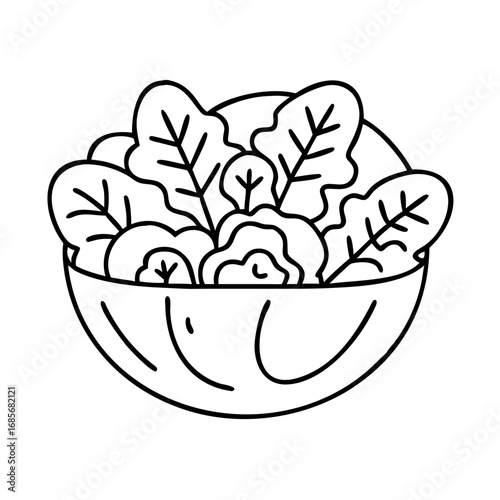 Vector art of bowl of fresh salad, a healthy and delicious dish made with various greens and vegetables for a nutritious meal