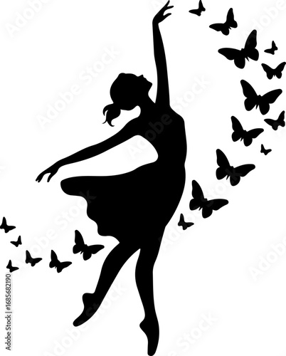 Grace in Flight: Ballet and Butterflies" Vector Graphics