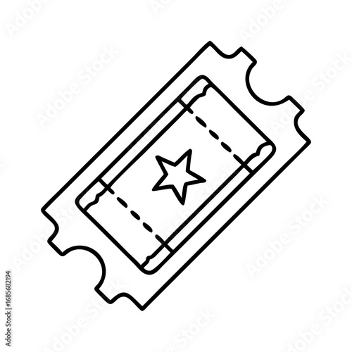 Vector art of movie ticket line art cinema, film, entertainment, event, show, admission, pass, coupon, voucher, discount, entry