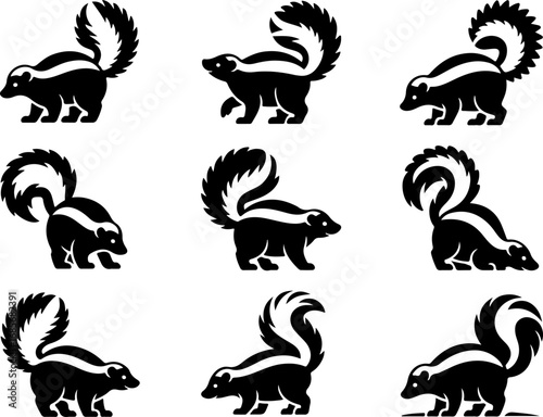 "Sassy Skunks: Playful Wildlife Silhouettes"