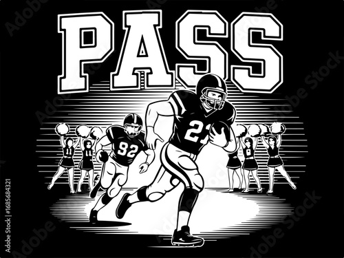 , American Football,  Game On: Power Pass in Motion"  Action, Running Vector Bundle