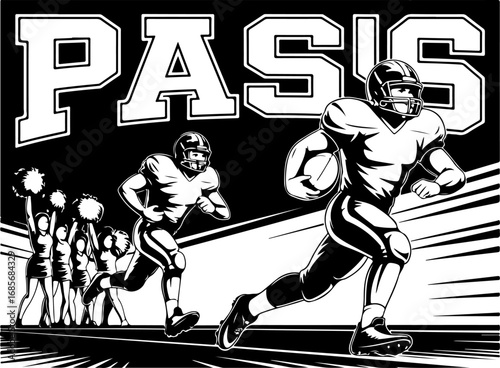 , American Football,  Game On: Power Pass in Motion"  Action, Running Vector Bundle
