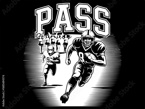 , American Football,  Game On: Power Pass in Motion"  Action, Running Vector Bundle
