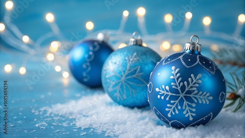 Three Blue Christmas Bauble...