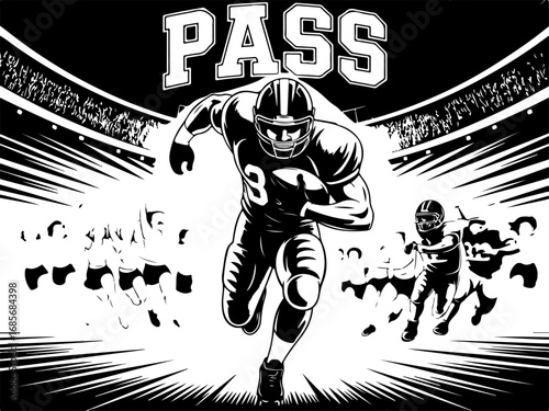 , American Football,  Game On: Power Pass in Motion"  Action, Running Vector Bundle