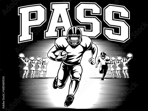 , American Football,  Game On: Power Pass in Motion"  Action, Running Vector Bundle