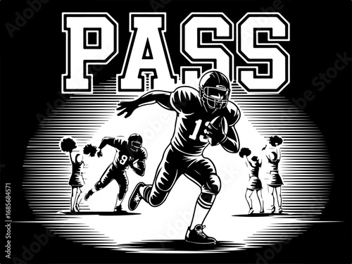 , American Football,  Game On: Power Pass in Motion"  Action, Running Vector Bundle