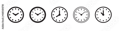 Minimal Clock Vector Set | Clean Line Modern Time Illustrations
