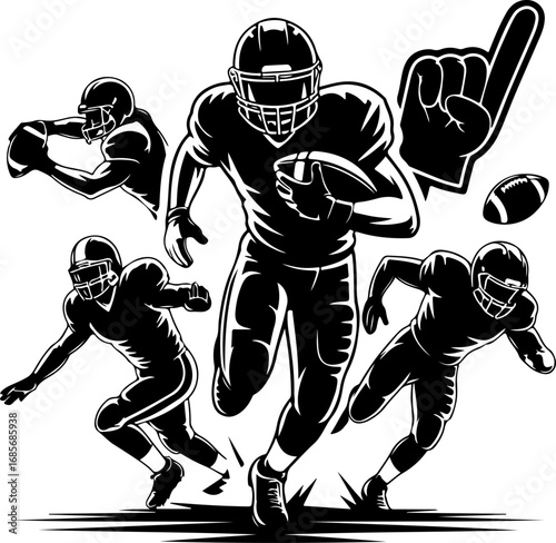 American Football Player Silhouette Bundle