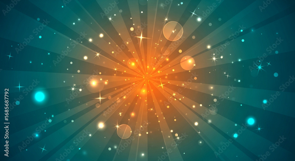 Naklejka premium Vibrant burst of light and stars creates a magical festive backdrop for celebration and joy