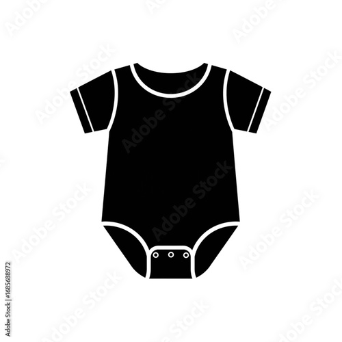 Black baby onesie icon with snaps at the bottom