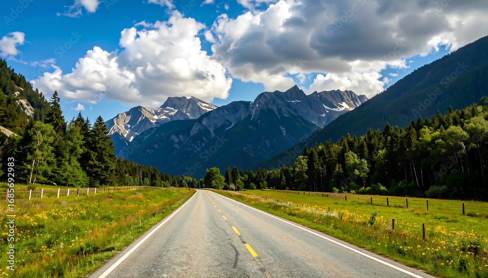 Fototapeta premium Scenic mountain road through valley