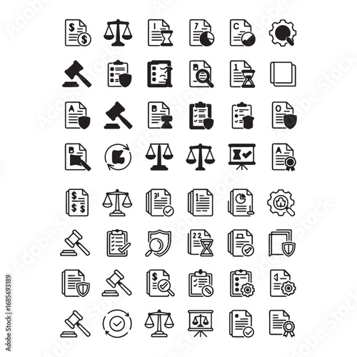 Legal and Business Document Icons Set vector illustration