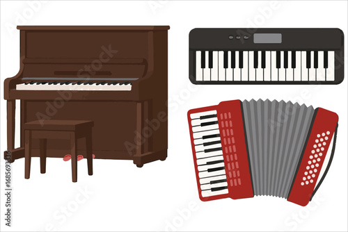 Grand piano keys isolated on white background vector illustration