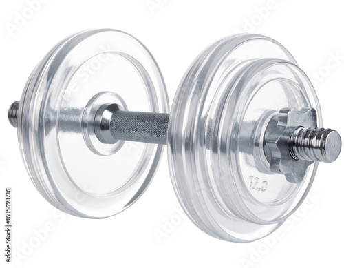 Glass dumbbell isolated on a transparent background.