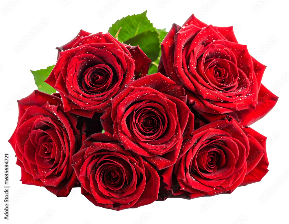 Obraz premium Bouquet of red roses isolated on a transparent background.