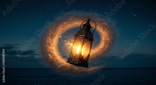 Magical lantern at night