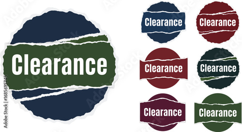 Clearance Sale Badge Vector Set with Torn Paper Effect