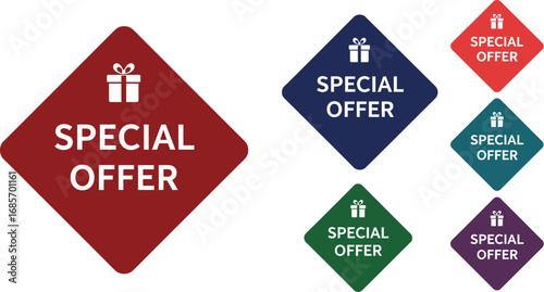 Special Offer Badge Vector Set with a Gift Icon

