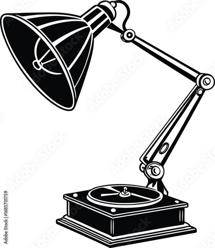 Adjustable articulated desk lamp with cone shade