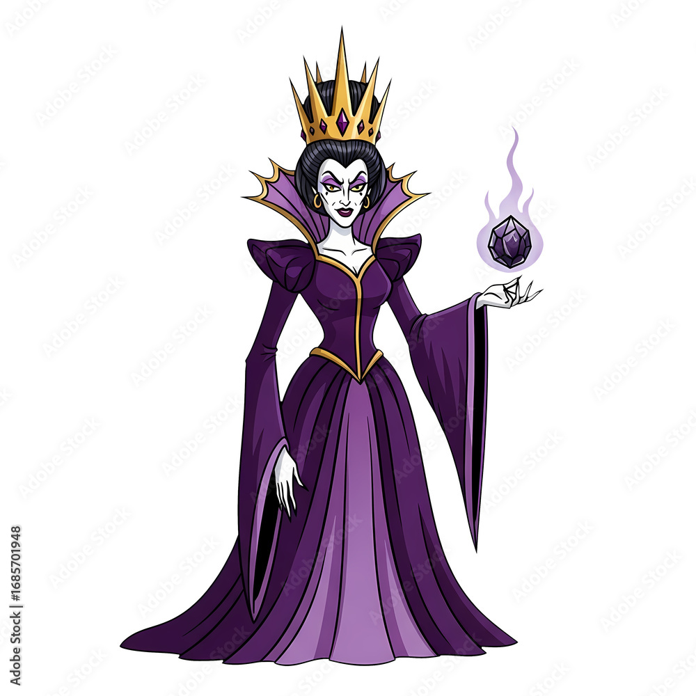 Fototapeta premium Evil Queen Cartoon Villain PNG Dark Fairy Tale Royalty Transparent Background Clipart