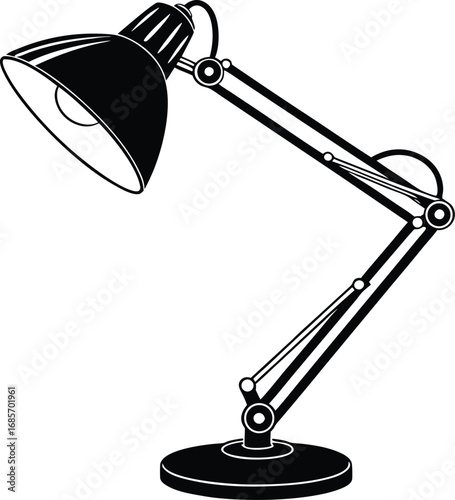 Adjustable articulated desk lamp with cone shade