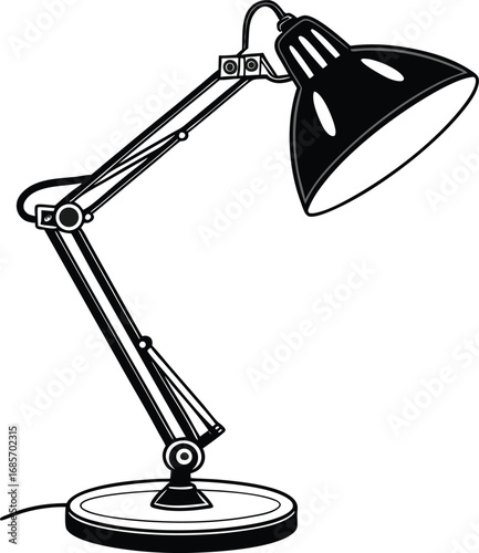 Adjustable articulated desk lamp with cone shade